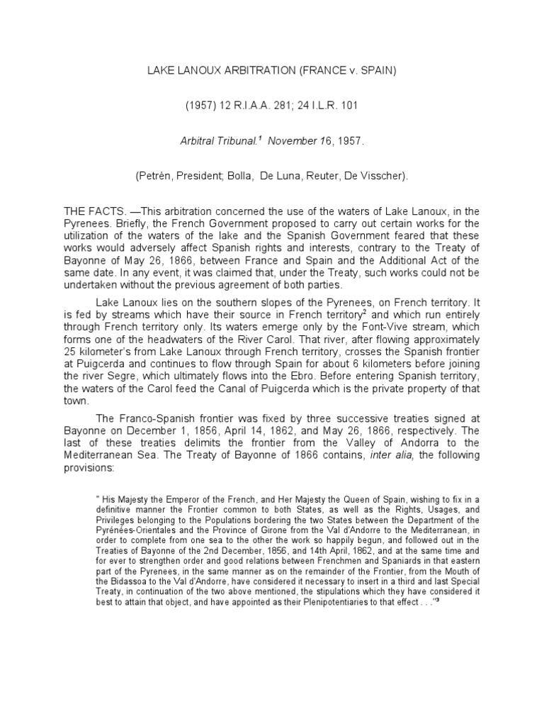 lac lanoux arbitration